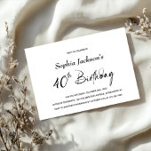 Moderne minimalistische 40e verjaardag kaart