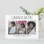 Moderne minimalistische 4 foto afstuderen aankondiging (Staand voorkant)