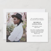 Moderne minimalistische 4 foto afstuderen aankondiging (Achterkant)