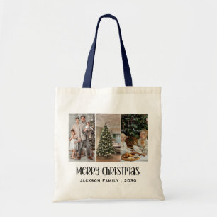 Moderne Minimalistische 4 Foto Collage Familiennaa Tote Bag