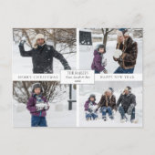 Moderne minimalistische 4-foto met tekst briefkaart (Voorkant)