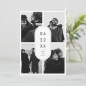 Moderne minimalistische 4-foto Sla de datum op Save The Date (Staand voorkant)