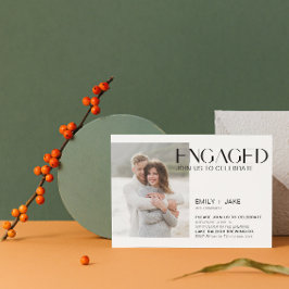 Moderne minimalistische 4 foto zwart-wit Verloving Kaart