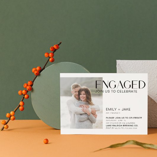 Moderne minimalistische 4 foto zwart-wit Verloving Kaart