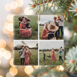 Moderne minimalistische 4 fotocollage keramisch ornament<br><div class="desc">Creëer uw eigen aangepaste kerstversiering met 4 van uw favoriete afbeeldingen in een eenvoudige rasterfotocollage.</div>