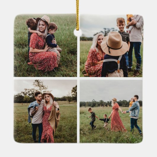 Moderne minimalistische 4 fotocollage keramisch ornament (Achterkant)