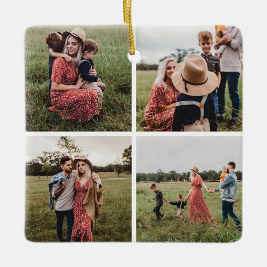 Moderne minimalistische 4 fotocollage keramisch ornament (Voorkant)