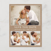 Moderne minimalistische 4 foto's sparen de Date Kr Briefkaart (Voorkant)