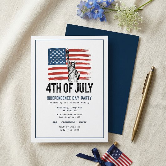 Moderne Minimalistische 4 juli Patriottisch BBQ-fe Kaart
