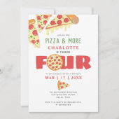Moderne minimalistische 4e verjaardag Pizza Party  Kaart (Voorkant)