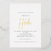 Moderne, minimalistische 50e verjaardag Echte het Folie Uitnodiging (Voorkant)