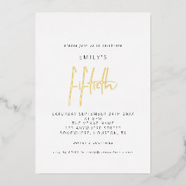 Moderne, minimalistische 50e verjaardag Echte het  Folie Uitnodiging