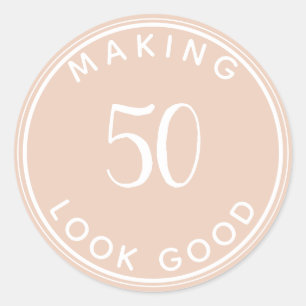 Moderne minimalistische 50ste verjaardag ronde sticker