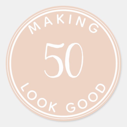 Moderne minimalistische 50ste verjaardag ronde sticker (Voorkant)