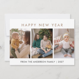 Moderne Minimalistische 5 Foto Collage Nieuwjaar Feestdagenkaart