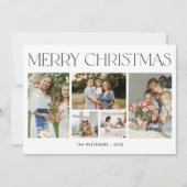 Moderne minimalistische 5 foto collage Vrolijk Ker Feestdagenkaart (Voorkant)