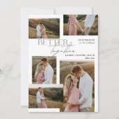 Moderne minimalistische 5 foto typografie bruiloft save the date (Voorkant)