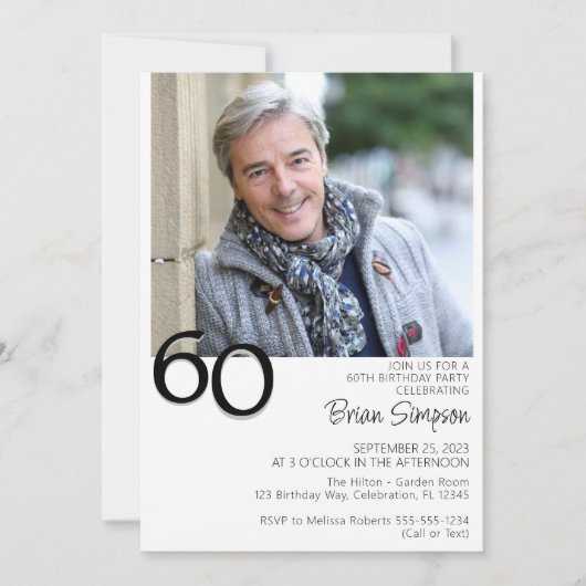 Moderne minimalistische 60e verjaardag kaart (Voorkant)