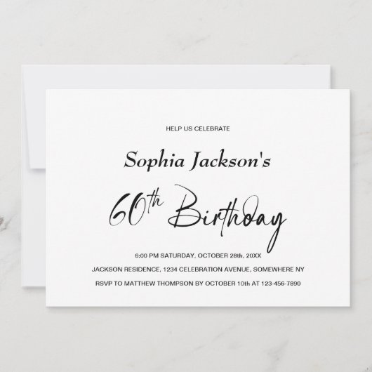 Moderne Minimalistische 60e Verjaardagsfeestje Kaart (Voorkant)