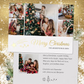 Moderne minimalistische 6 foto familienaam folie feestdagen briefkaart