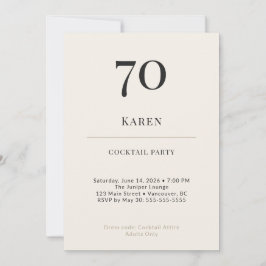 Moderne Minimalistische 70ste Verjaardag Cocktailp Kaart