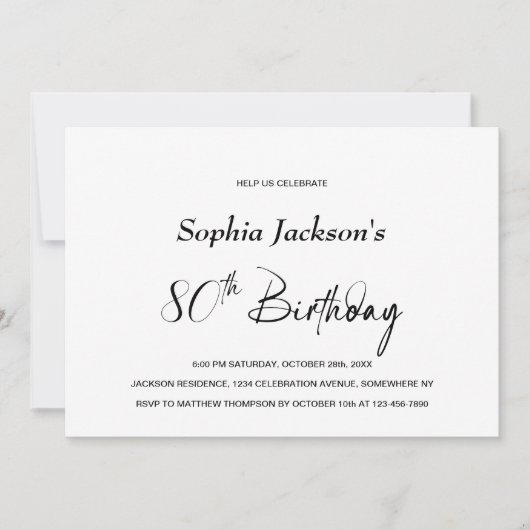 Moderne minimalistische 80ste verjaardag kaart (Voorkant)