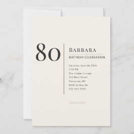 Moderne Minimalistische 80ste Verjaardagsviering v Kaart