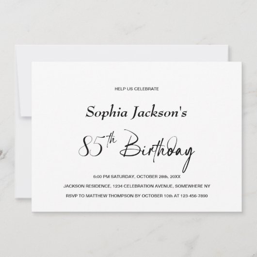 Moderne minimalistische 85e verjaardagsfeest kaart (Voorkant)