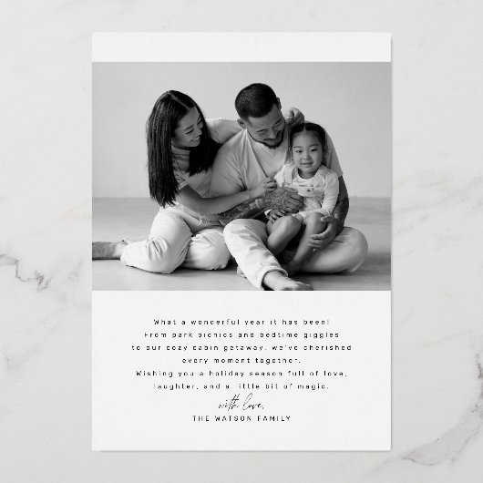 Moderne minimalistische 9 foto collage kerst folie feestdagenkaart (Achterkant)