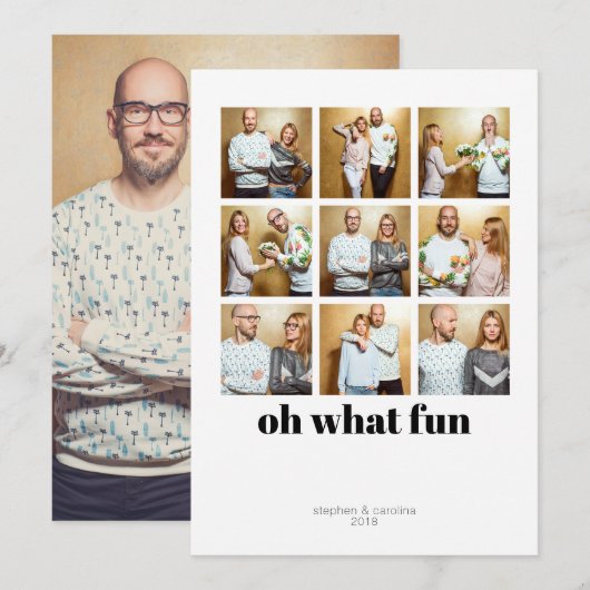 Moderne Minimalistische 9-vakantiefoto Feestdagenkaart (Voorkant / Achterkant)