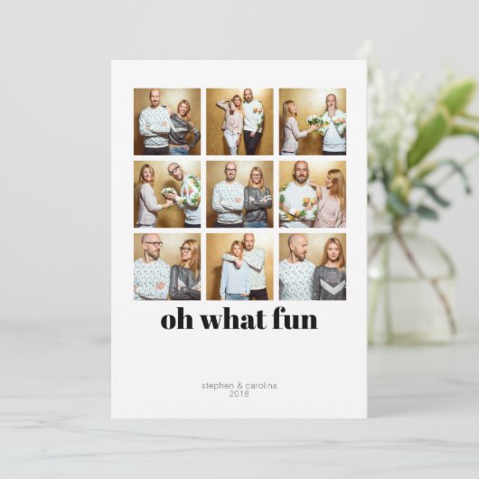 Moderne Minimalistische 9-vakantiefoto Feestdagenkaart (Staand voorkant)