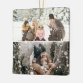 Moderne minimalistische aangepaste 3 foto keramisch ornament (Links)