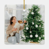 Moderne minimalistische aangepaste 3 foto keramisch ornament (Achterkant)