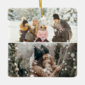 Moderne minimalistische aangepaste 3 foto keramisch ornament (Voorkant)