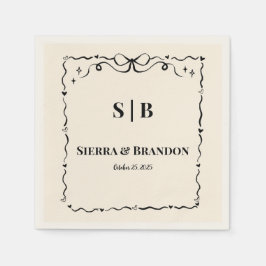 Moderne minimalistische aangepaste bruiloft B & W  Servet