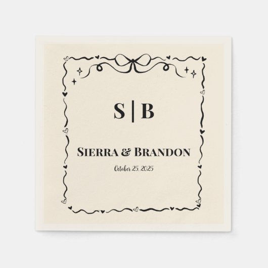Moderne minimalistische aangepaste bruiloft B & W  Servet (Voorkant)