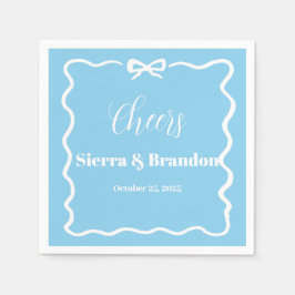 Moderne minimalistische aangepaste bruiloft blauwe servet