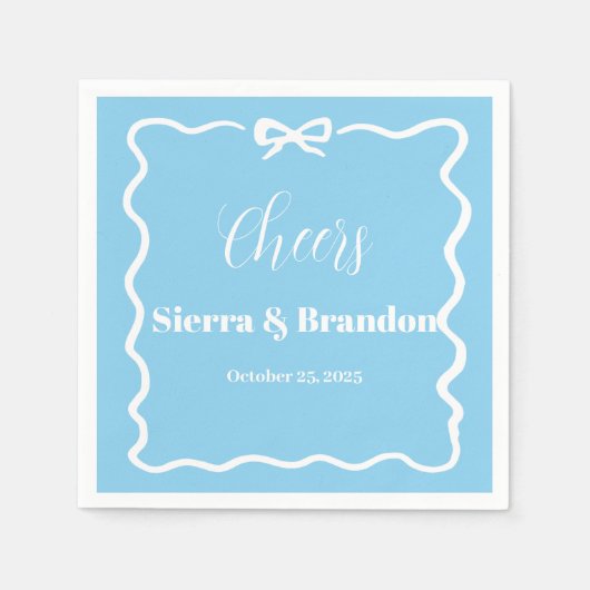 Moderne minimalistische aangepaste bruiloft blauwe servet (Voorkant)