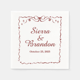 Moderne minimalistische aangepaste bruiloft rode s servet