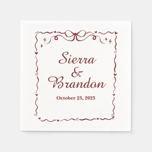 Moderne minimalistische aangepaste bruiloft rode s servet (Voorkant)
