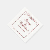 Moderne minimalistische aangepaste bruiloft rode s servet (Hoek)