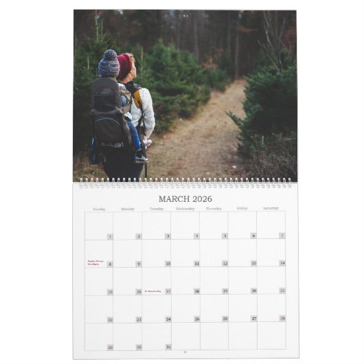 Moderne minimalistische aangepaste familiefoto 202 kalender (Mar 2026)
