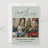 Moderne Minimalistische Aangepaste Familienaam Scr Feestdagenkaart (Voorkant)