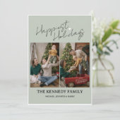 Moderne Minimalistische Aangepaste Familienaam Scr Feestdagenkaart (Staand voorkant)