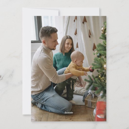 Moderne Minimalistische Aangepaste Familienaam Scr Feestdagenkaart (Achterkant)