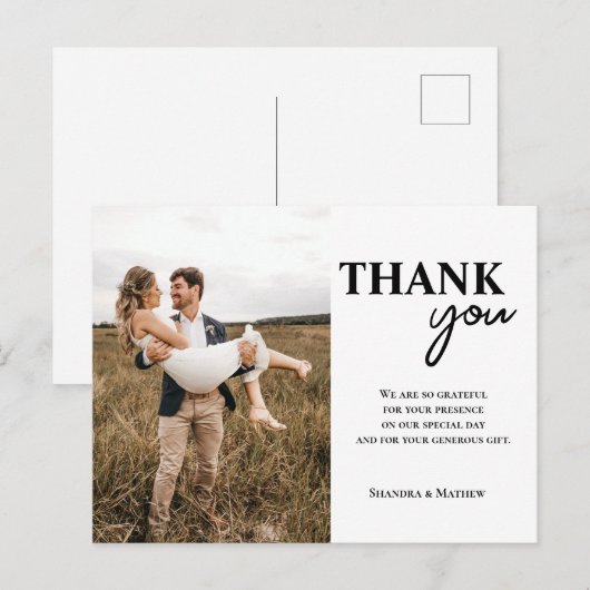 Moderne minimalistische aangepaste foto bruiloft d briefkaart (Voorkant / Achterkant)