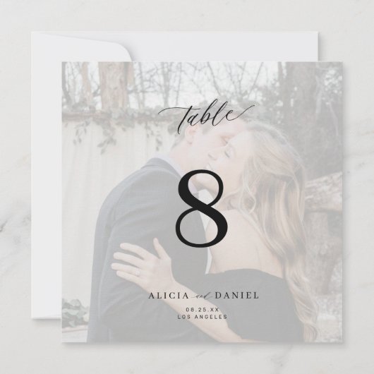 Moderne minimalistische aangepaste foto bruiloft t kaart (Achterkant)