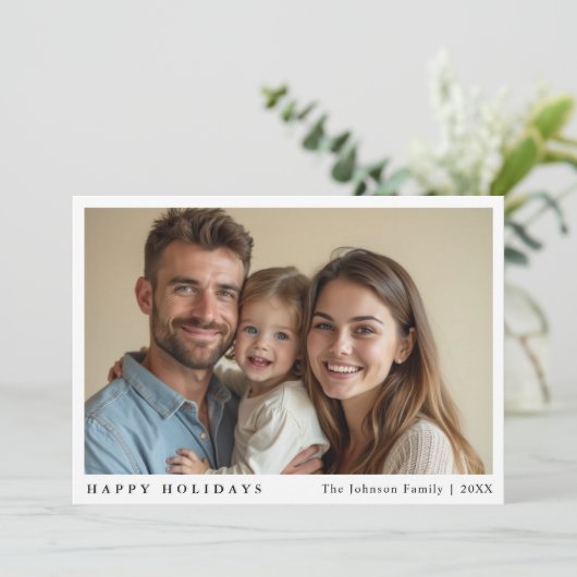 Moderne Minimalistische Aangepaste Foto Feestdagenkaart (Staand voorkant)