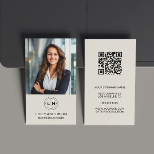 Moderne Minimalistische Aangepaste Foto Logo QR Za Visitekaartje