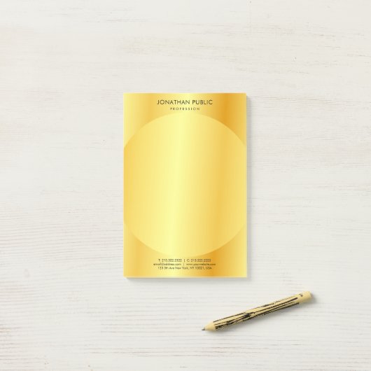 Moderne, minimalistische, aangepaste Gold-look, ee Post-it® Notes (Op bureau)